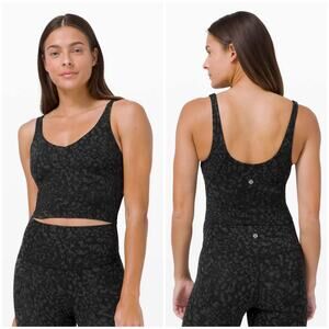 Lululemon Align Tank Wild Thing Camo Black Size 12 Nulu Scoop Neck Bra Crop Top